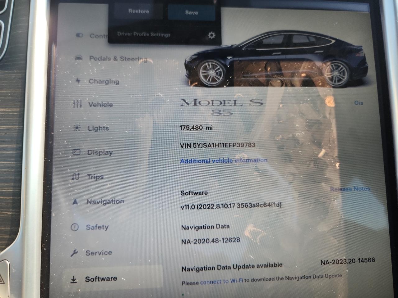 2014 Tesla Model S VIN: 5YJSA1H11EFP39783 Lot: 65086315