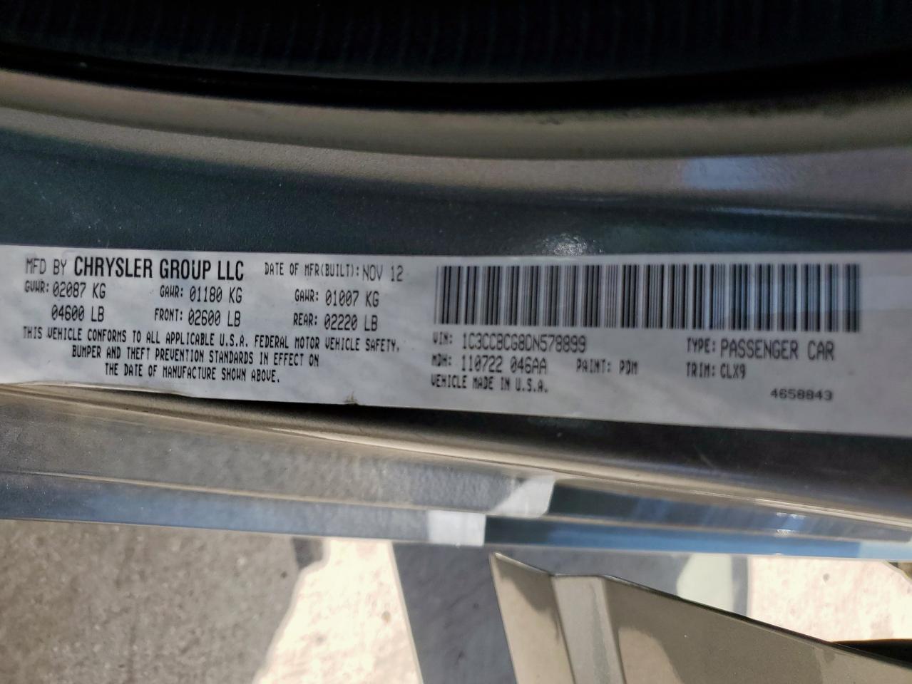 2013 Chrysler 200 Limited VIN: 1C3CCBCG8DN578899 Lot: 65128835
