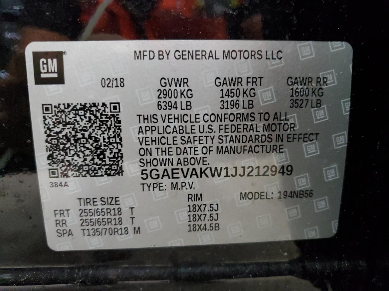 2018 Buick Enclave Essence VIN: 5GAEVAKW1JJ212949 Lot: 67242565