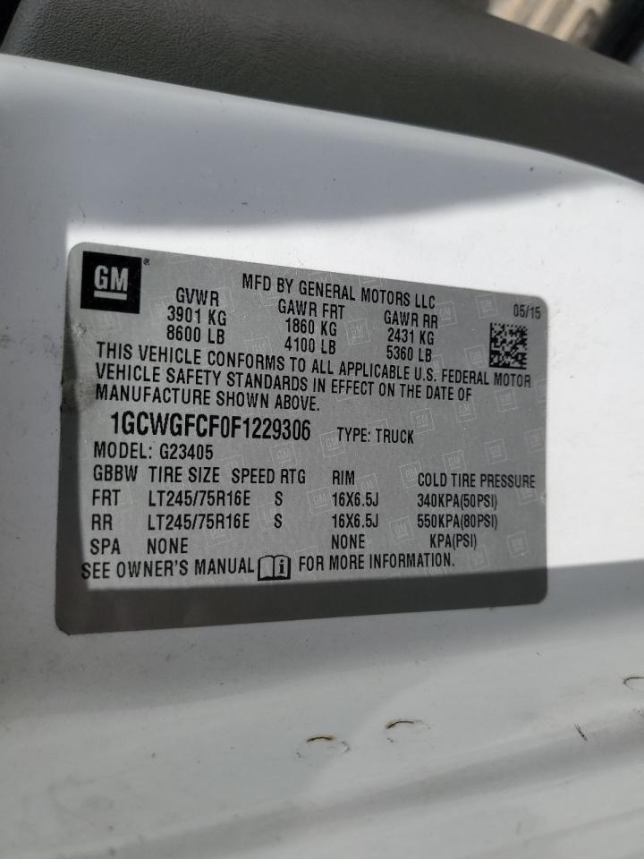 2015 Chevrolet Express G2500 VIN: 1GCWGFCF0F1229306 Lot: 65378375