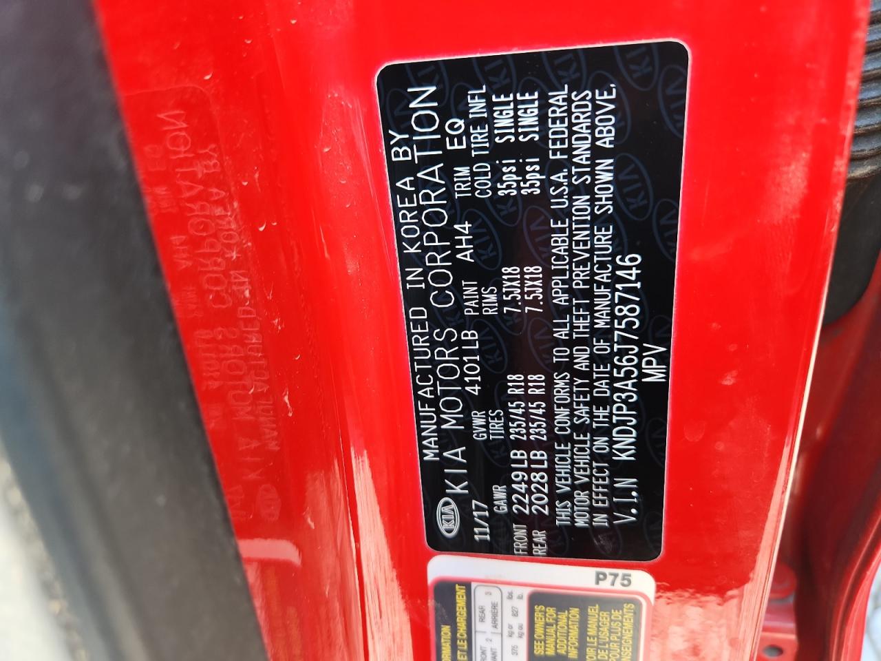 2018 Kia Soul + VIN: KNDJP3A56J7587146 Lot: 65362085