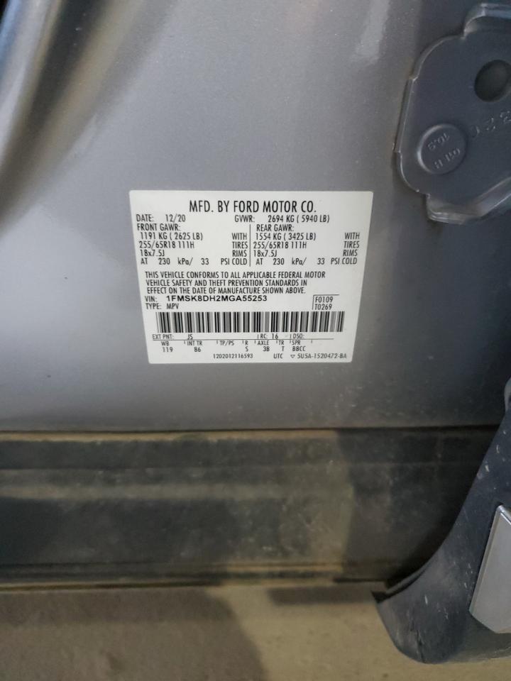 2021 Ford Explorer Xlt VIN: 1FMSK8DH2MGA55253 Lot: 64618425