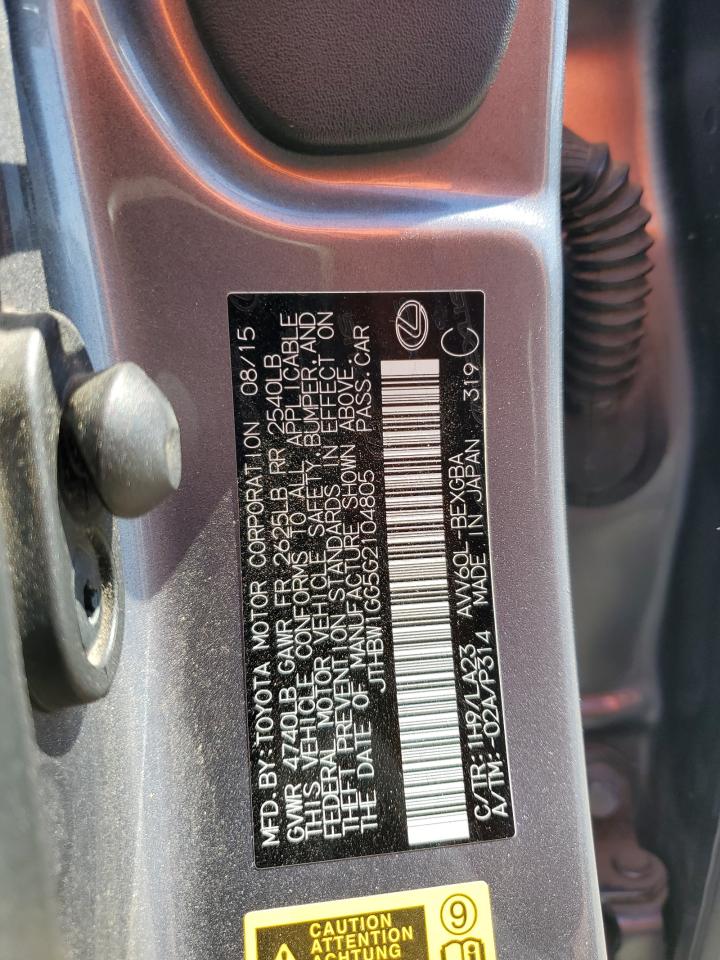 jthbw1gg5g2104805 JTHBW1GG5G2104805 2016 Lexus Es 300H