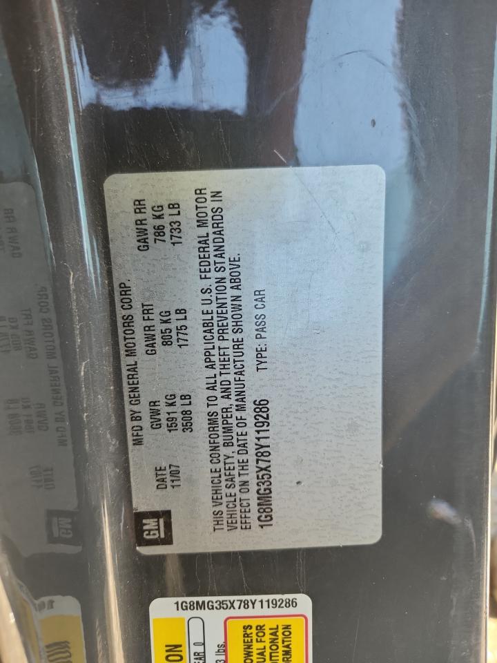2008 Saturn Sky Redline VIN: 1G8MG35X78Y119286 Lot: 62773245