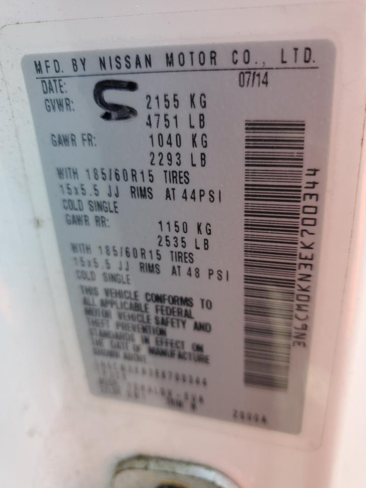 2014 Nissan Nv200 2.5S VIN: 3N6CM0KN3EK700344 Lot: 66875305