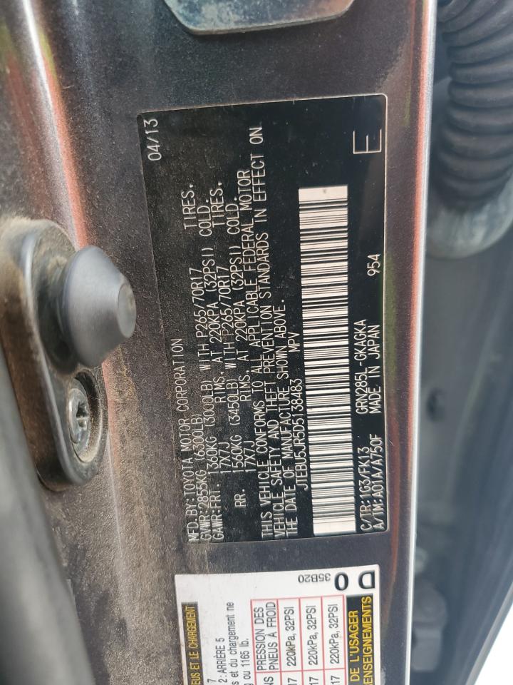 2013 Toyota 4Runner Sr5 VIN: JTEBU5JR5D5138483 Lot: 64813755