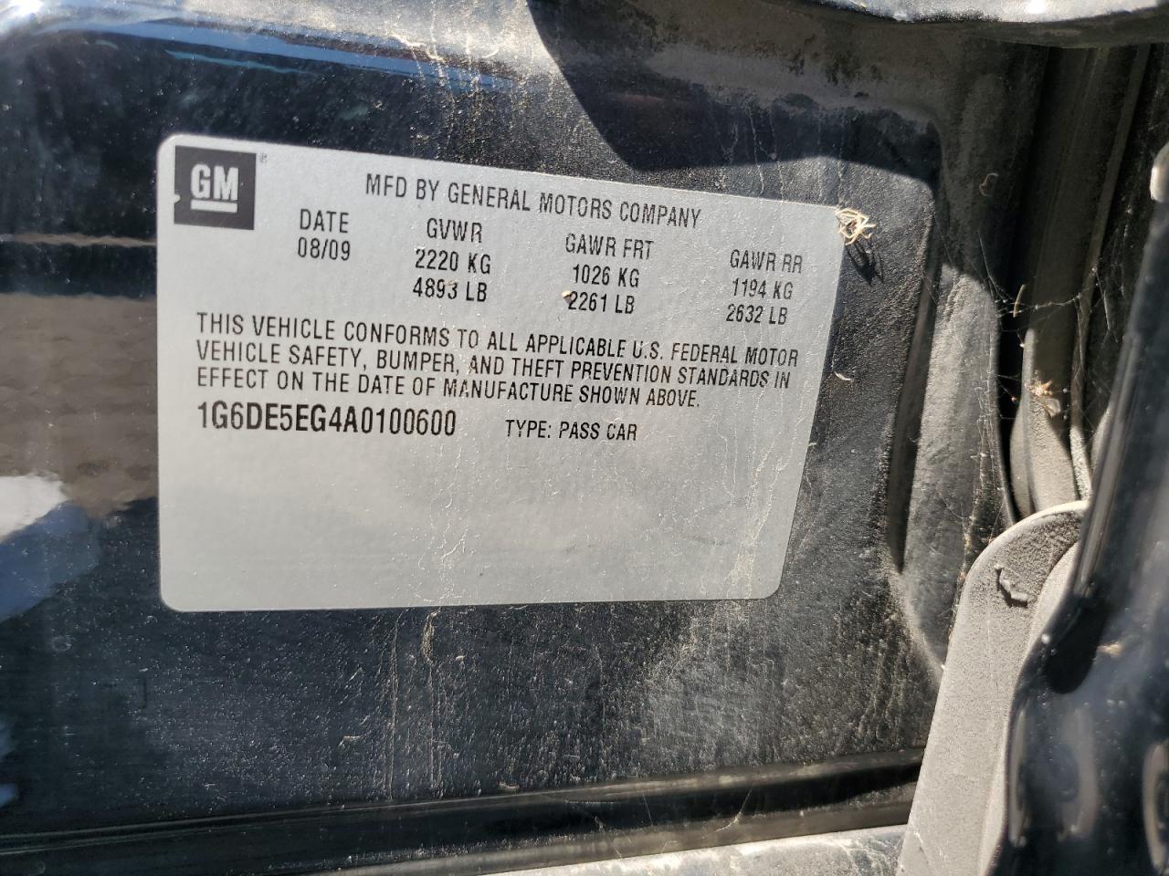 2010 Cadillac Cts Luxury Collection VIN: 1G6DE5EG4A0100600 Lot: 66211555