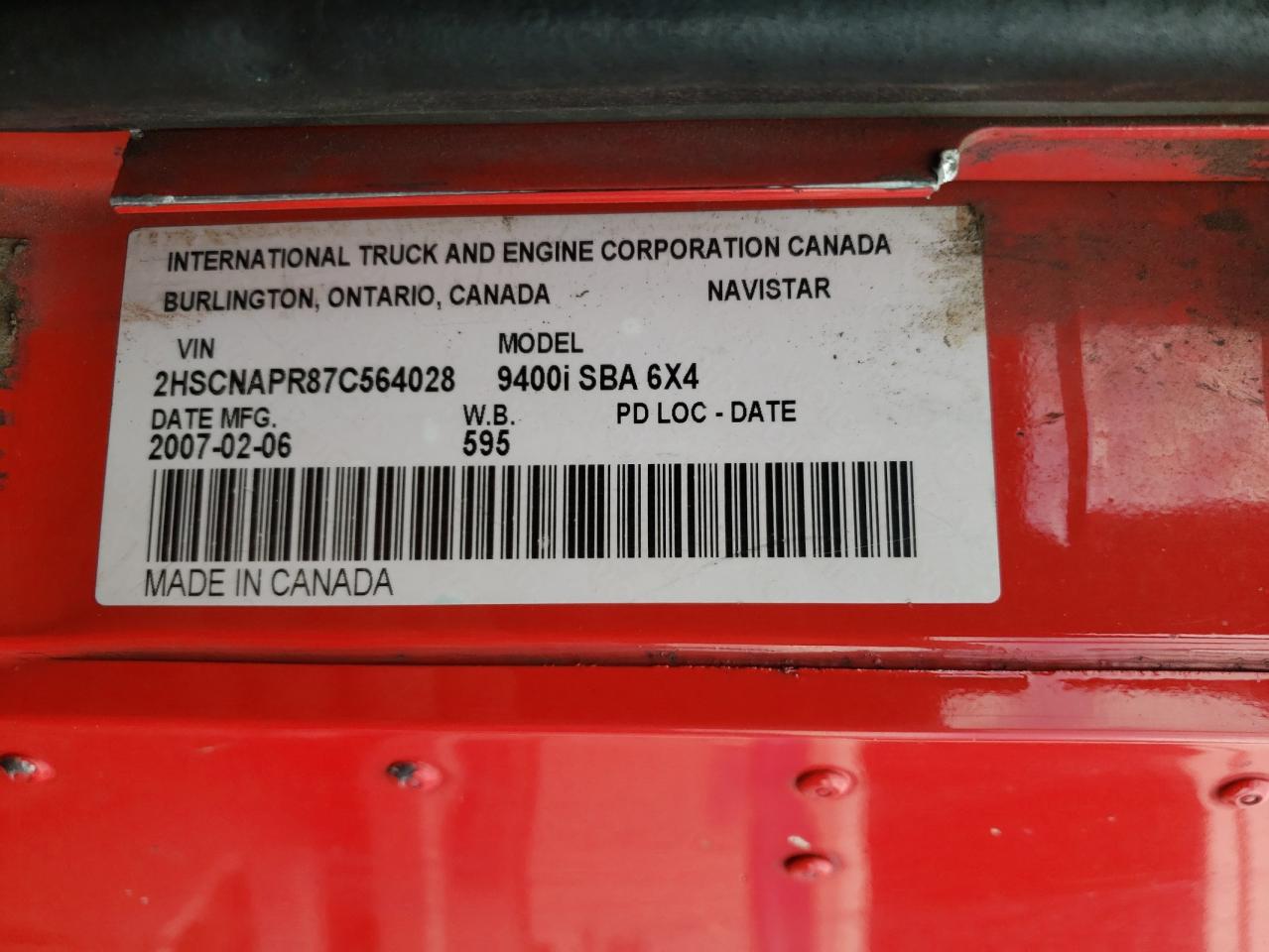 2007 International 9400 9400I - Trucks Semi Truck VIN: 2HSCNAPR87C564028 Lot: 64143695