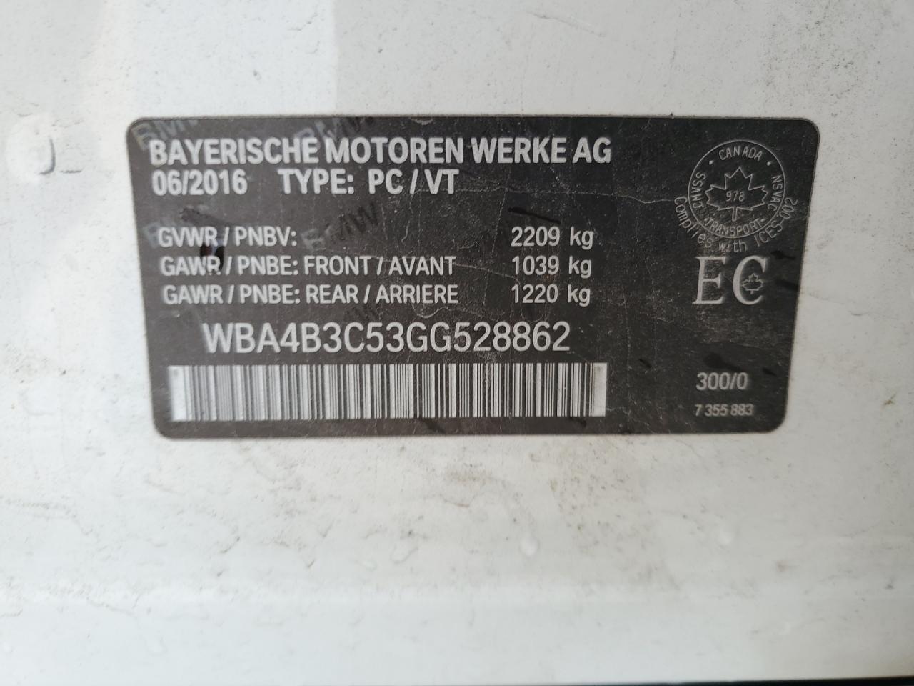 2016 BMW 435 Xi Gran Coupe VIN: WBA4B3C53GG528862 Lot: 61769785