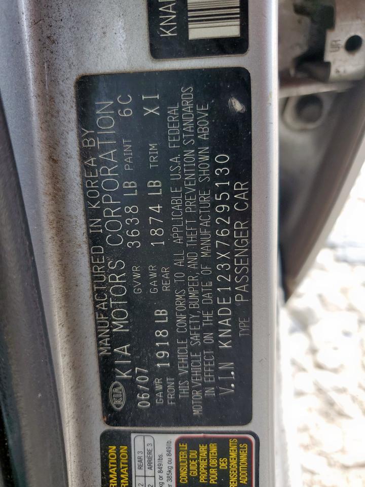 2007 Kia Rio Base VIN: KNADE123X76295130 Lot: 65332735