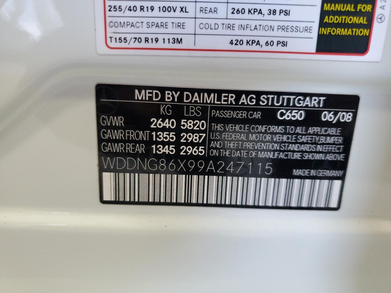 2009 Mercedes-Benz S 550 4Matic VIN: WDDNG86X99A247115 Lot: 63271785