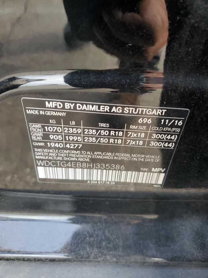 2017 Mercedes-Benz Gla 250 VIN: WDCTG4EB8HJ335386 Lot: 65443395