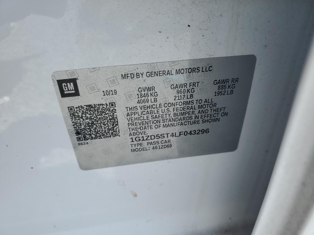 2020 Chevrolet Malibu Lt VIN: 1G1ZD5ST4LF043296 Lot: 64748485