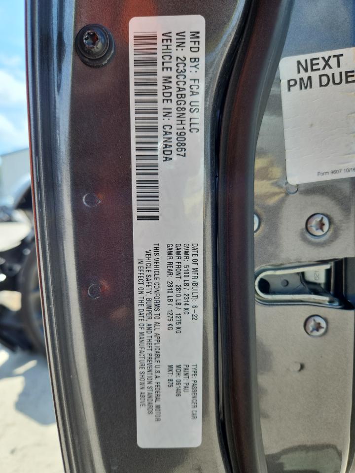 2022 Chrysler 300 S VIN: 2C3CCABG8NH190867 Lot: 65153985