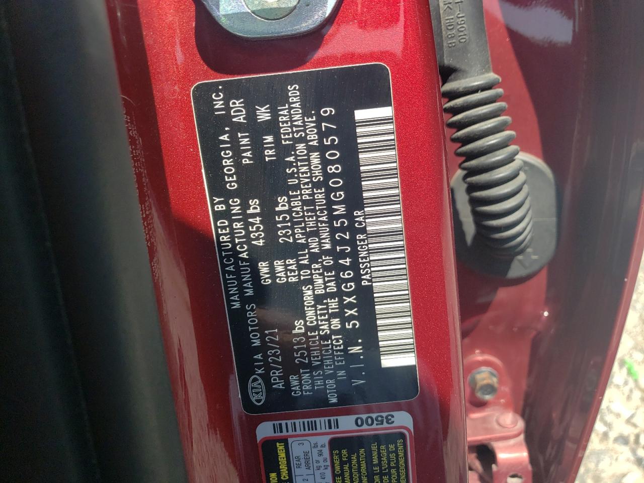2021 Kia K5 Gt Line VIN: 5XXG64J25MG080579 Lot: 64764185