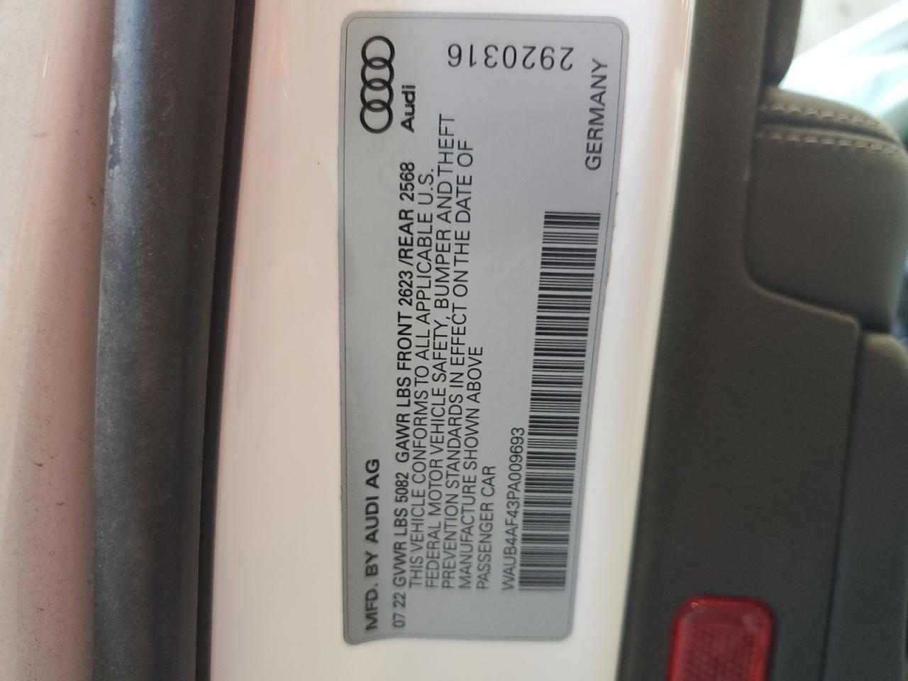2023 Audi S4 Premium Plus VIN: WAUB4AF43PA009693 Lot: 65453455