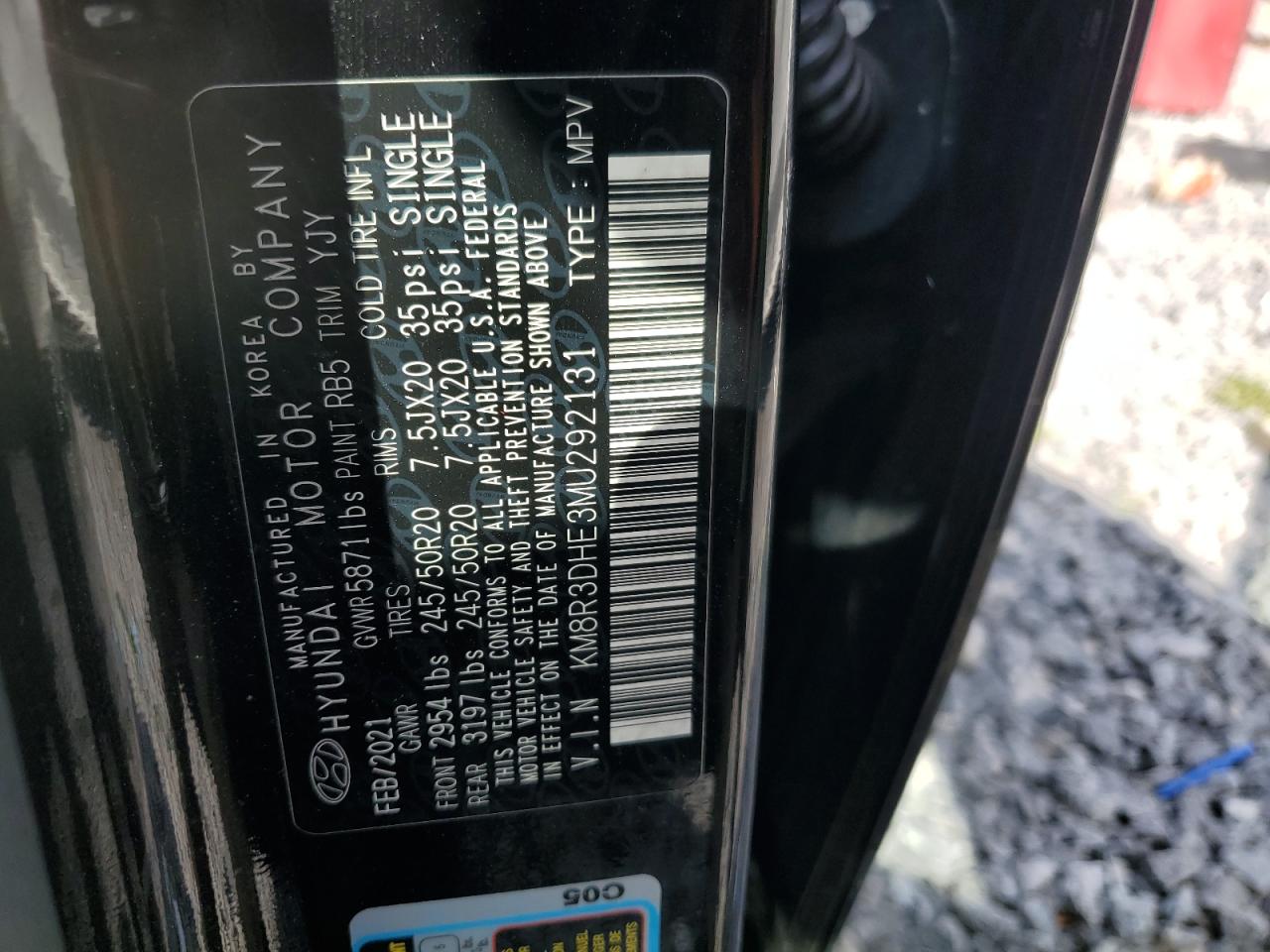 2021 Hyundai Palisade Sel VIN: KM8R3DHE3MU292131 Lot: 64037205