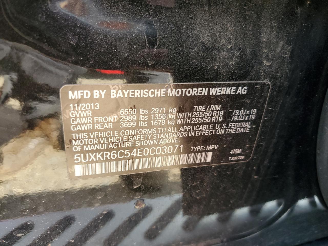 2014 BMW X5 xDrive50I VIN: 5UXKR6C54E0C03071 Lot: 64298605