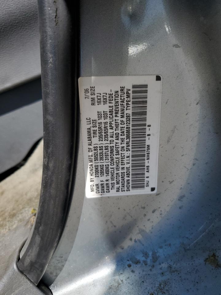 2006 Honda Odyssey Exl VIN: 5FNRL38686B123287 Lot: 63510785