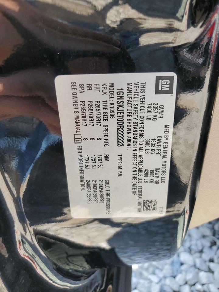 2013 Chevrolet Suburban K1500 Lt VIN: 1GNSKJE70DR222223 Lot: 64103285