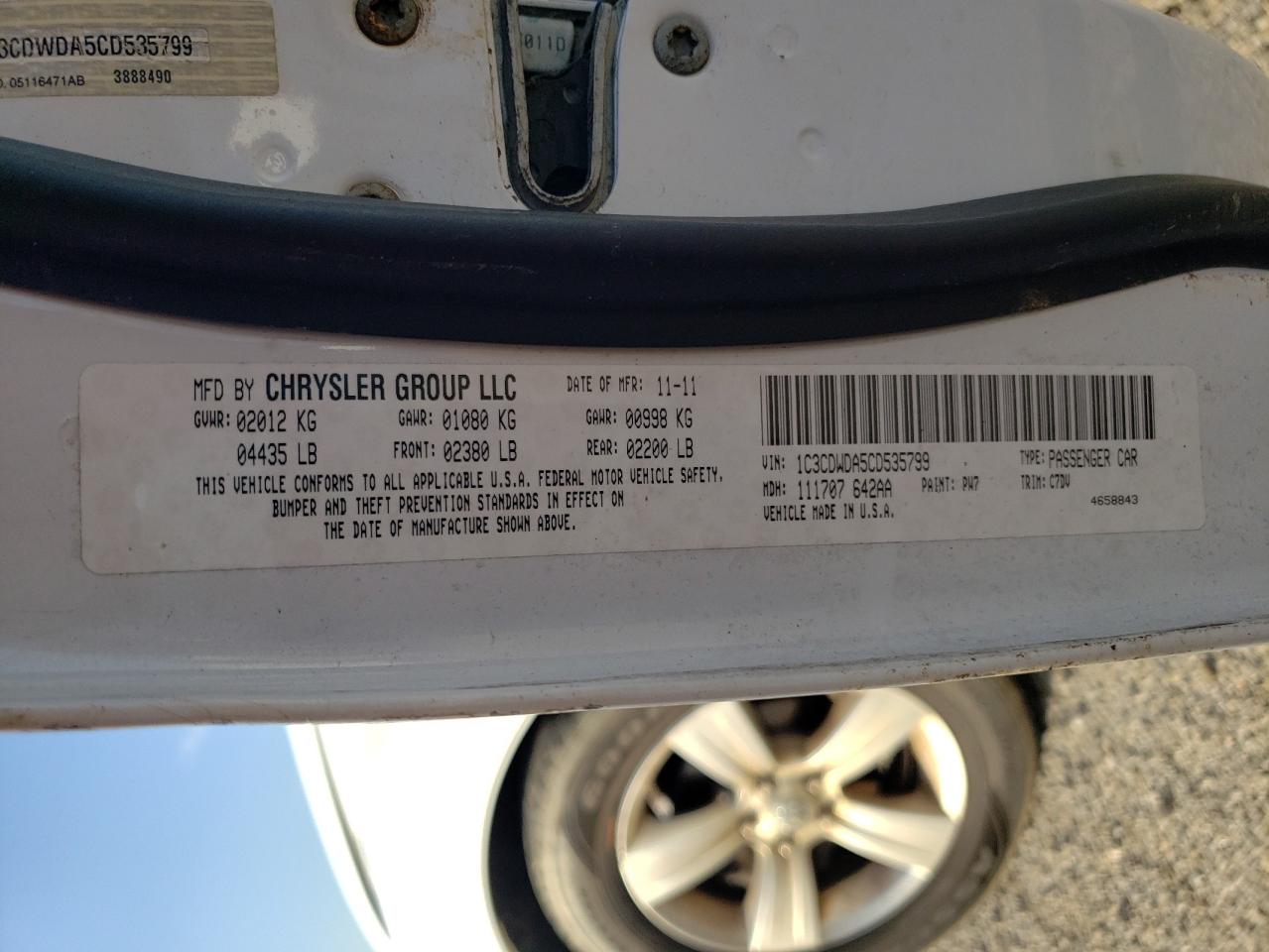 2012 Dodge Caliber Sxt VIN: 1C3CDWDA5CD535799 Lot: 64226295