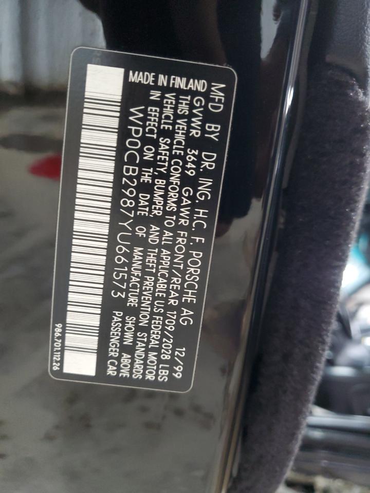 2000 Porsche Boxster S VIN: WP0CB2987YU661573 Lot: 65047775