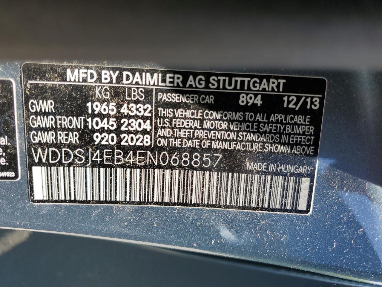 2014 Mercedes-Benz Cla 250 VIN: WDDSJ4EB4EN068857 Lot: 65193585
