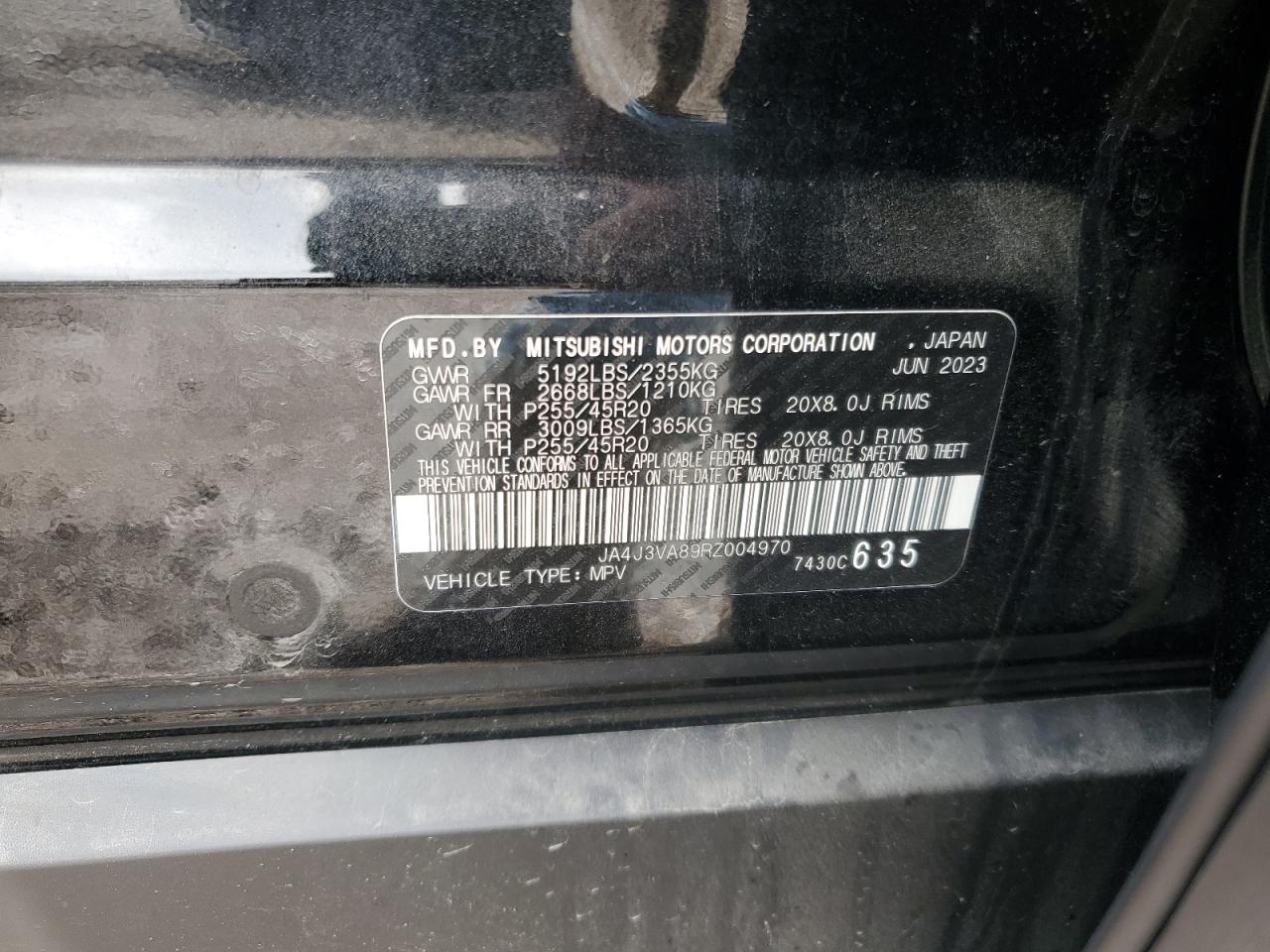2024 Mitsubishi Outlander Se VIN: JA4J3VA89RZ004970 Lot: 65185535