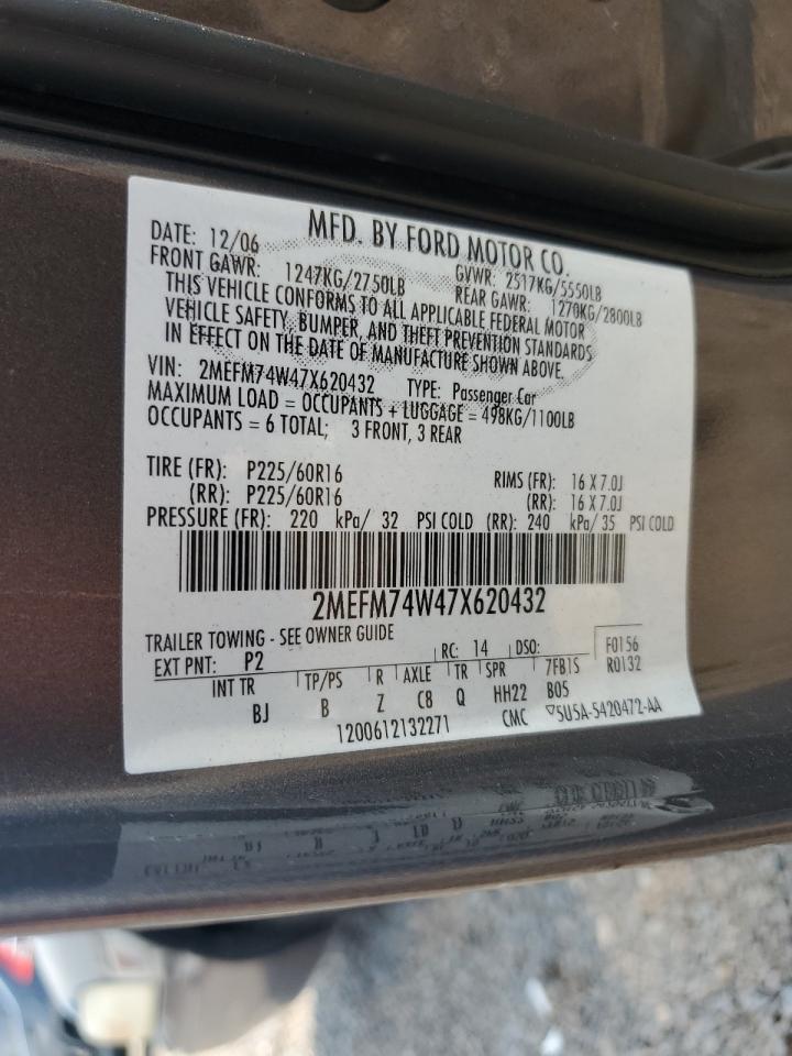 2007 Mercury Grand Marquis Gs VIN: 2MEFM74W47X620432 Lot: 66742865