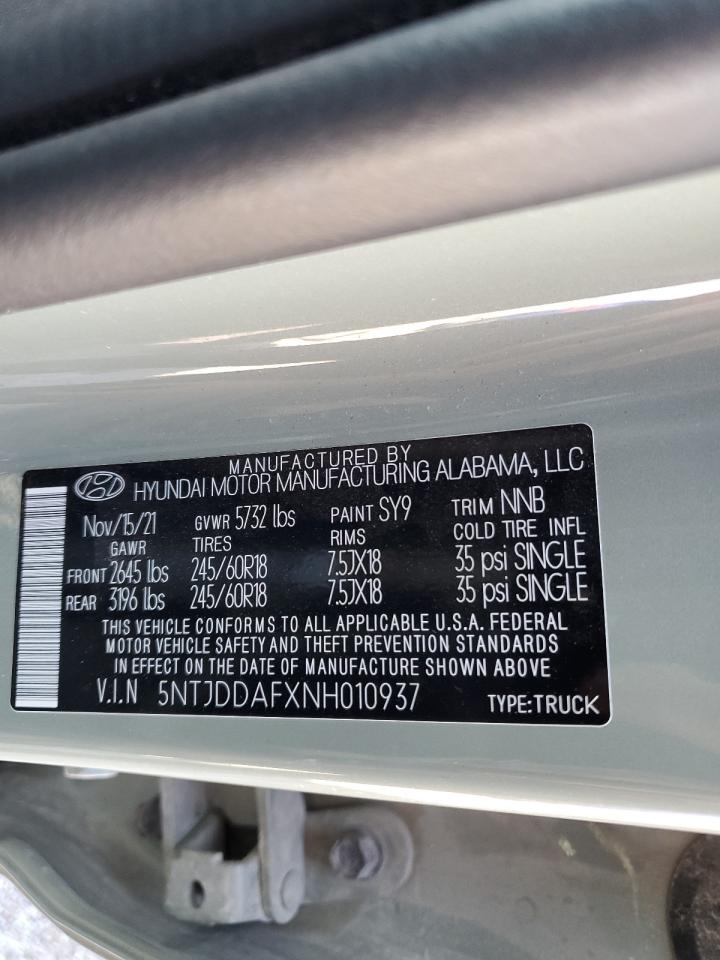 2022 Hyundai Santa Cruz Sel Premium VIN: 5NTJDDAFXNH010937 Lot: 63824325