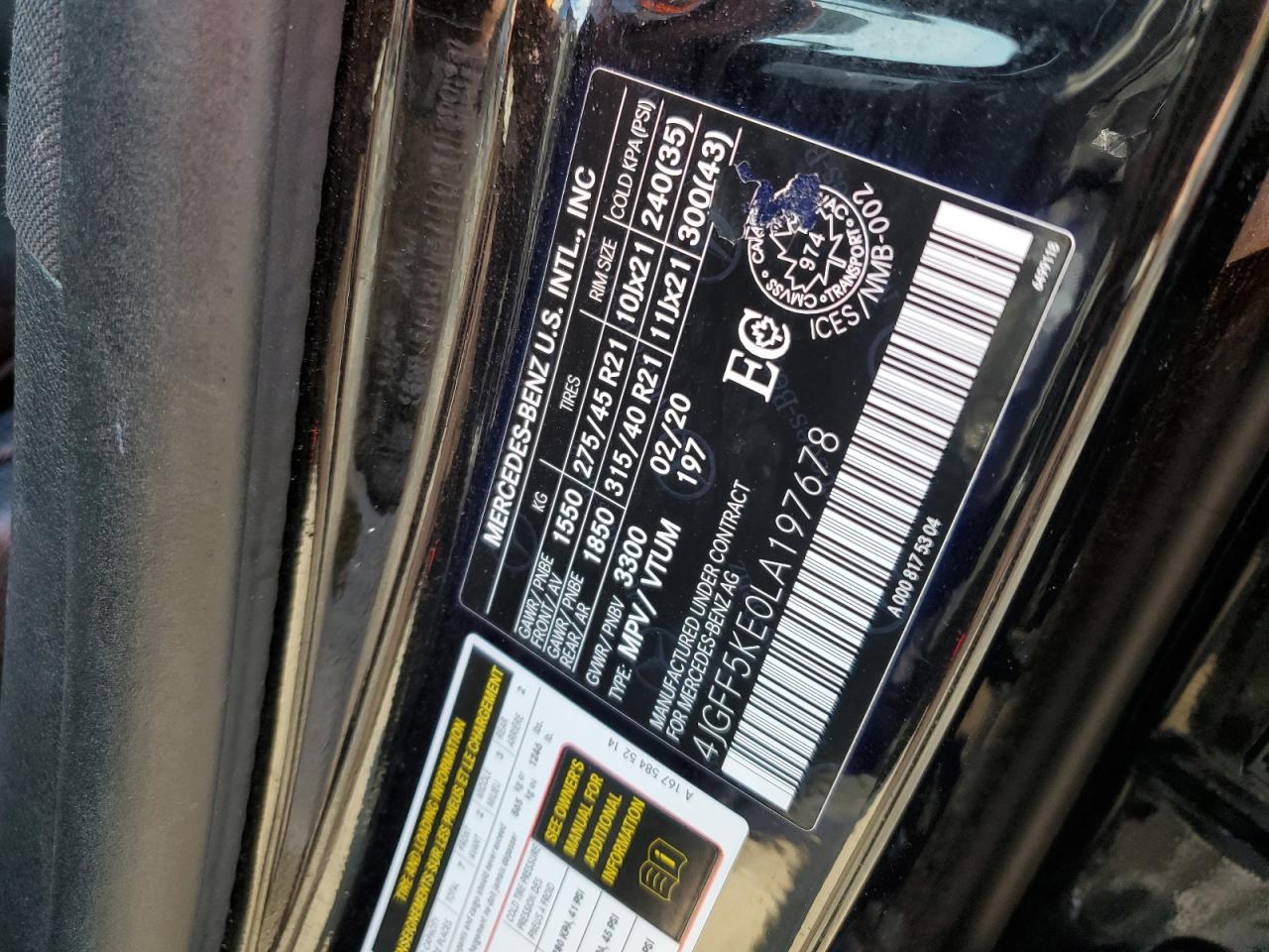 2020 Mercedes-Benz Gls 450 4Matic VIN: 4JGFF5KE0LA197678 Lot: 64802805