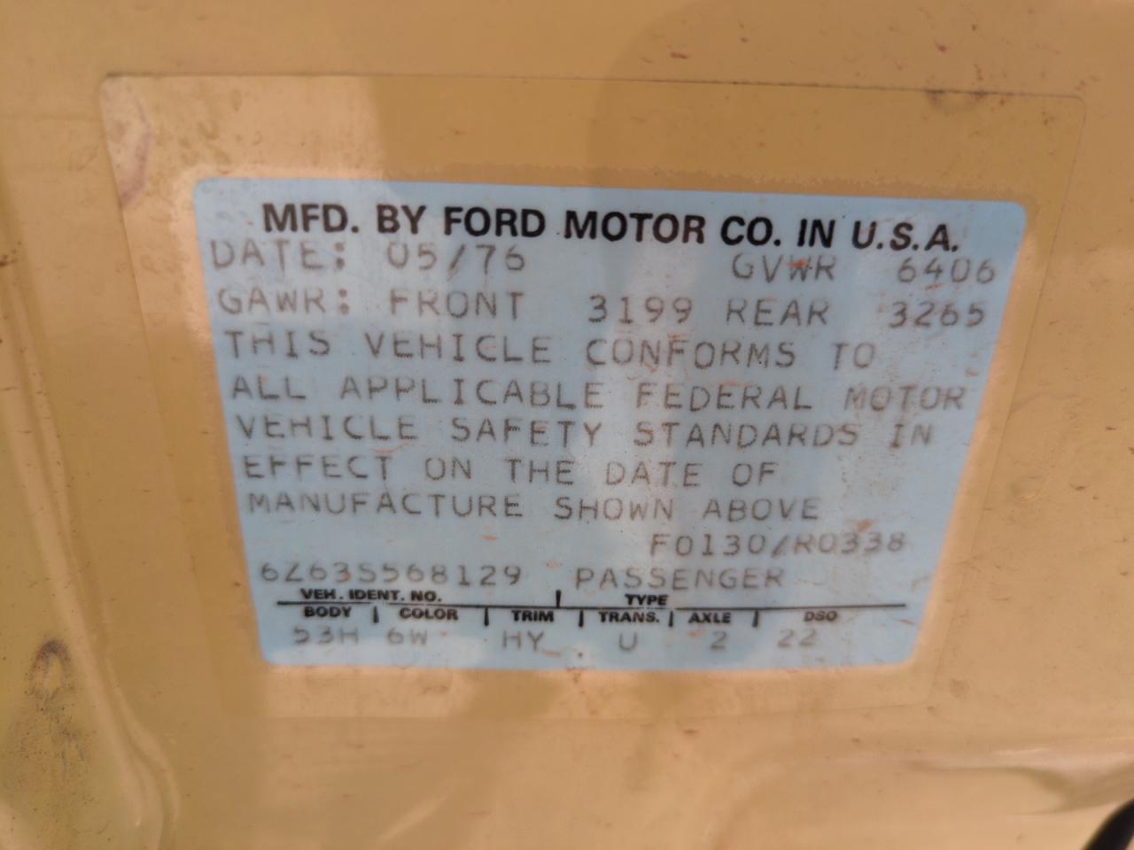 1976 Mercury Marquis VIN: 6Z63S568129 Lot: 63999975