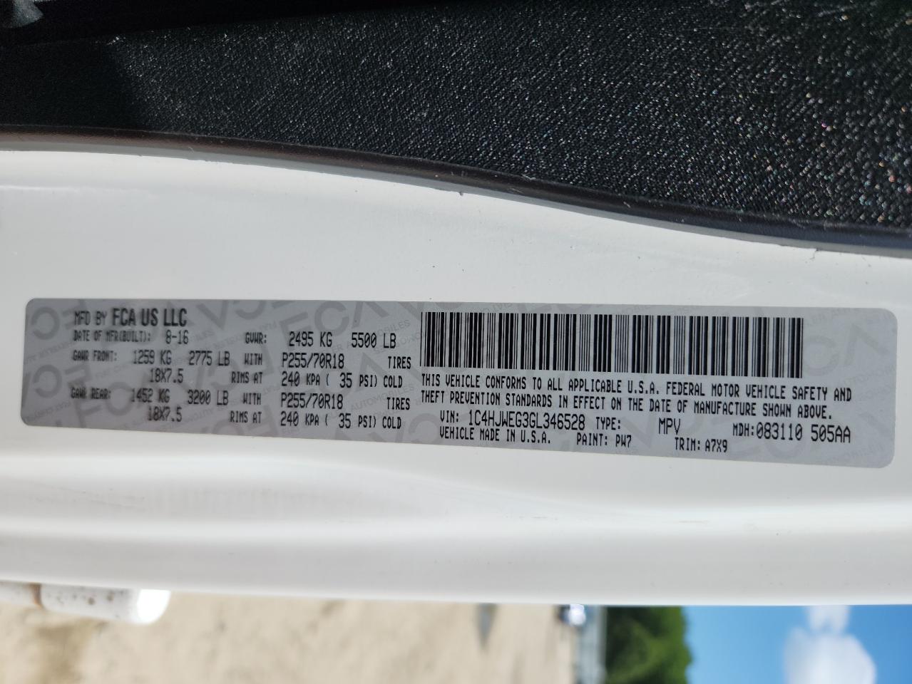 2016 Jeep Wrangler Unlimited Sahara VIN: 1C4HJWEG3GL346528 Lot: 65092755