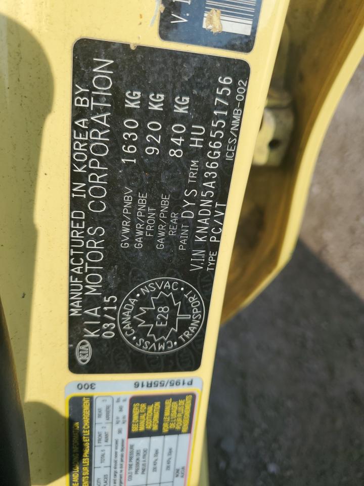 2016 Kia Rio Ex VIN: KNADN5A36G6551756 Lot: 64735115
