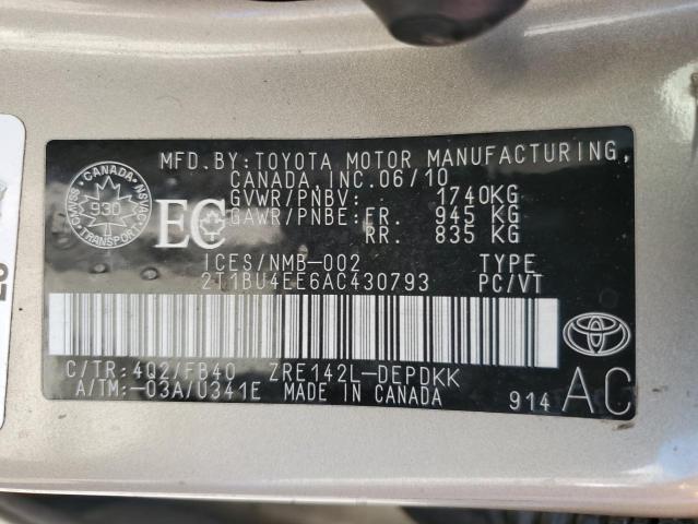 2010 TOYOTA COROLLA BASE  