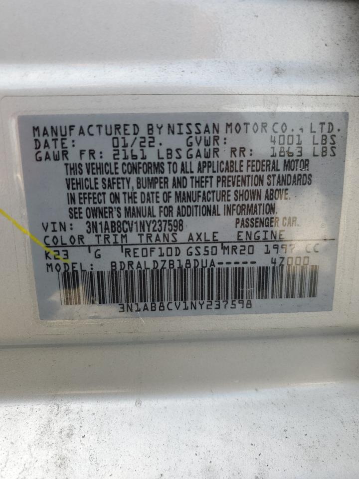 2022 Nissan Sentra Sv VIN: 3N1AB8CV1NY237598 Lot: 63986195