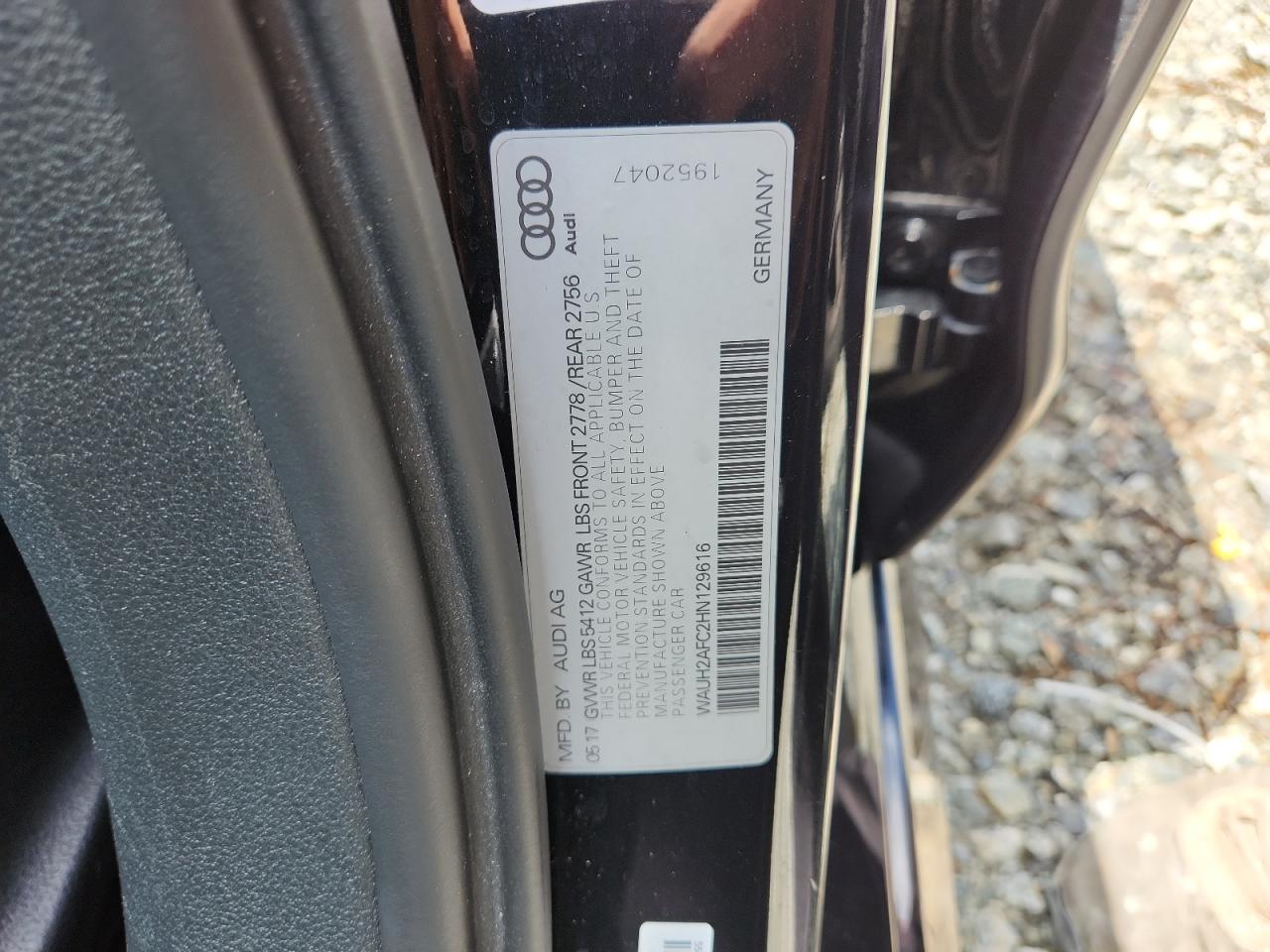 2017 Audi A6 Prestige VIN: WAUH2AFC2HN129616 Lot: 65174245