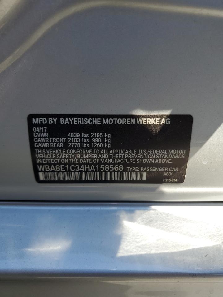 2017 BMW 330E VIN: WBA8E1C34HA158568 Lot: 65289125
