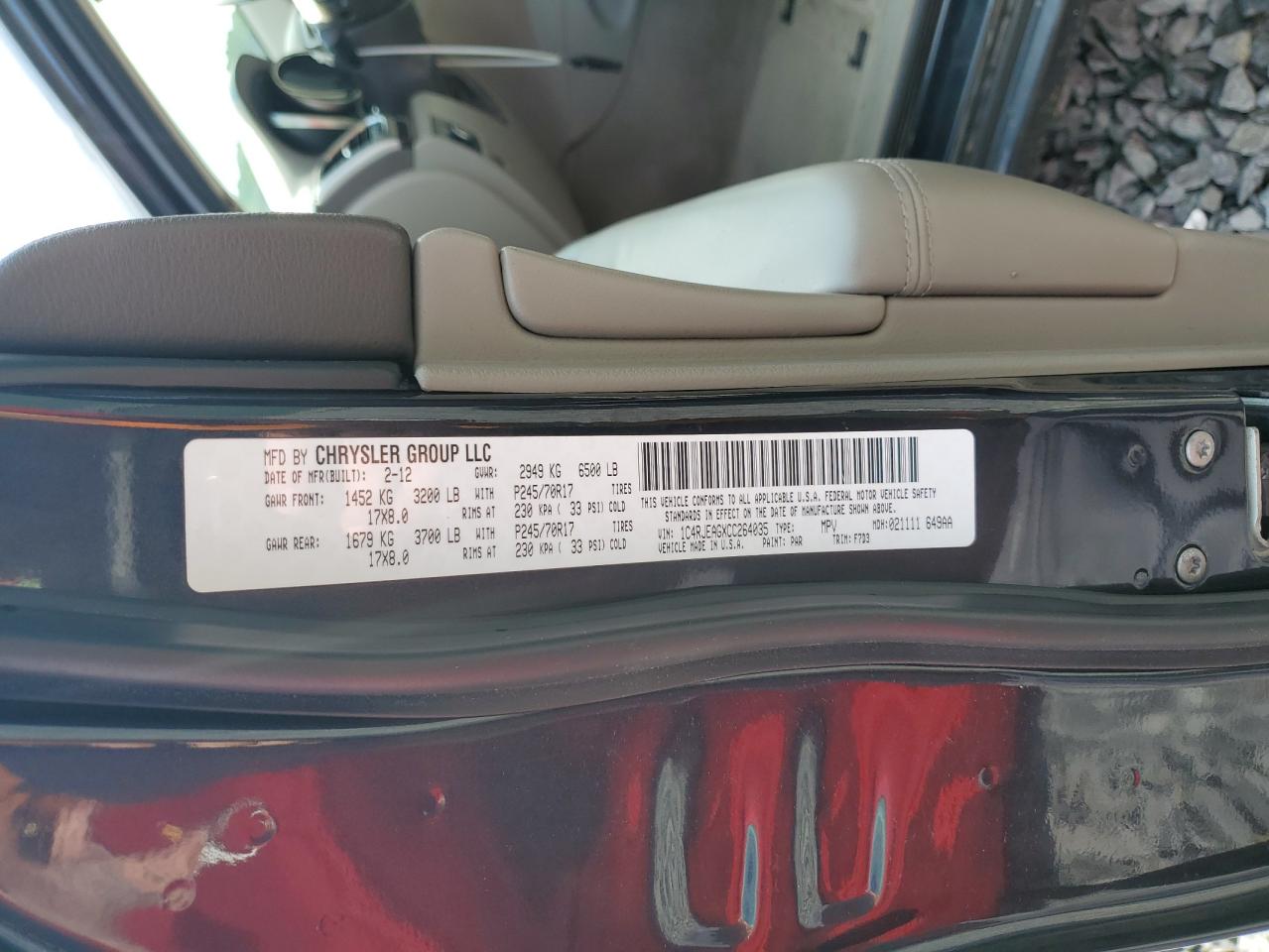 2012 Jeep Grand Cherokee Laredo VIN: 1C4RJEAGXCC264035 Lot: 64553545