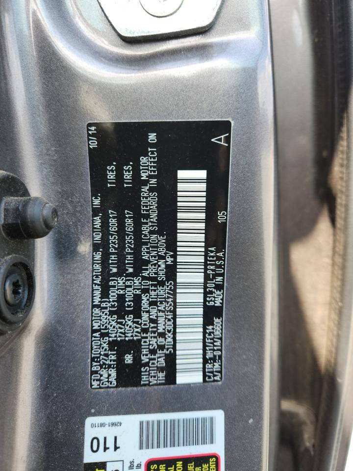 2015 Toyota Sienna Le VIN: 5TDKK3DC4FS547755 Lot: 64925695