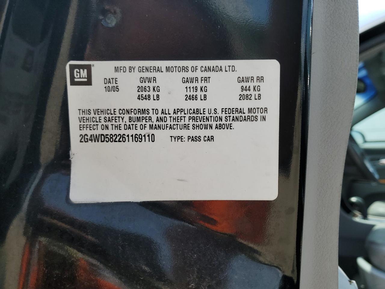2006 Buick Lacrosse Cxl VIN: 2G4WD582261169110 Lot: 64225635