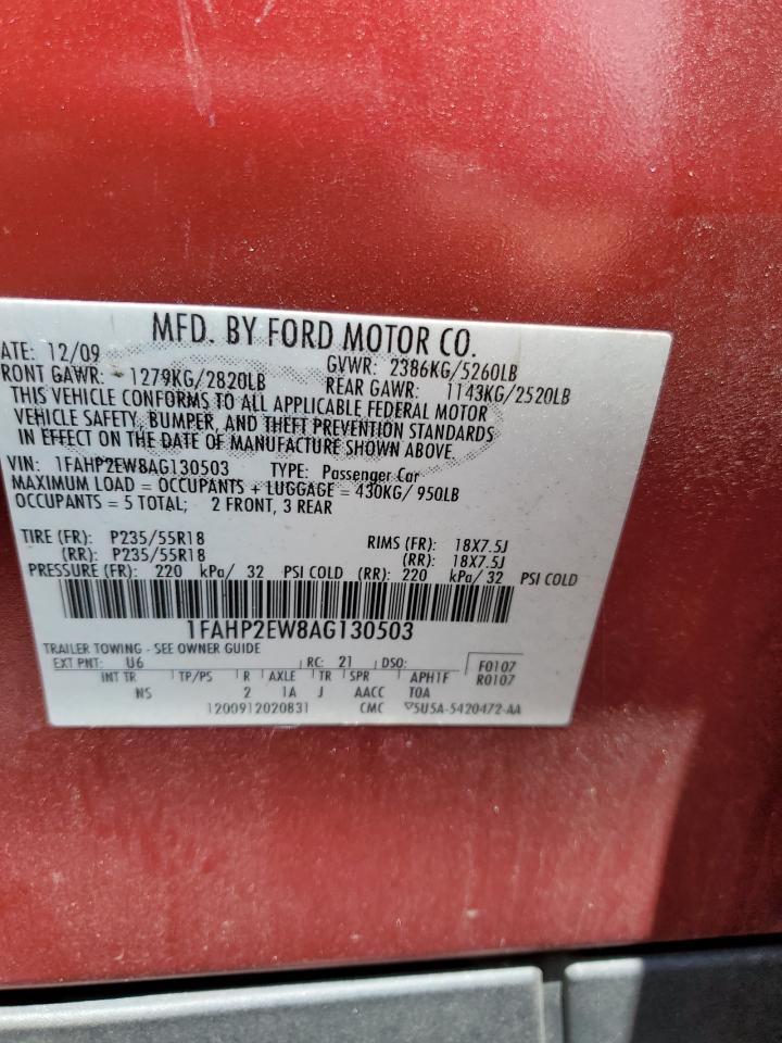 2010 Ford Taurus Sel VIN: 1FAHP2EW8AG130503 Lot: 64045465