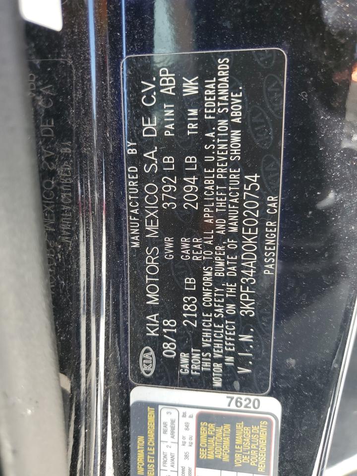 2019 Kia Forte Gt Line VIN: 3KPF34AD0KE020754 Lot: 65528645