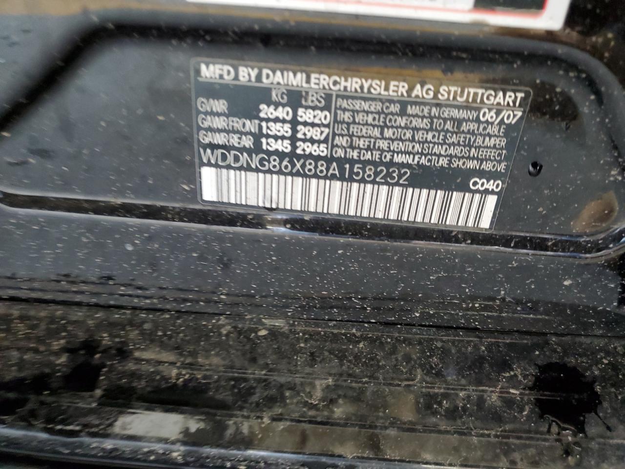 2008 Mercedes-Benz S 550 4Matic VIN: WDDNG86X88A158232 Lot: 66022125