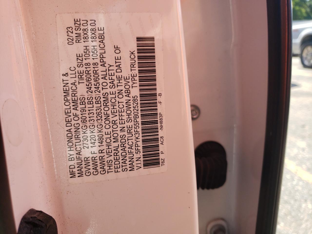 2023 Honda Ridgeline Rtl VIN: 5FPYK3F55PB025285 Lot: 64745865