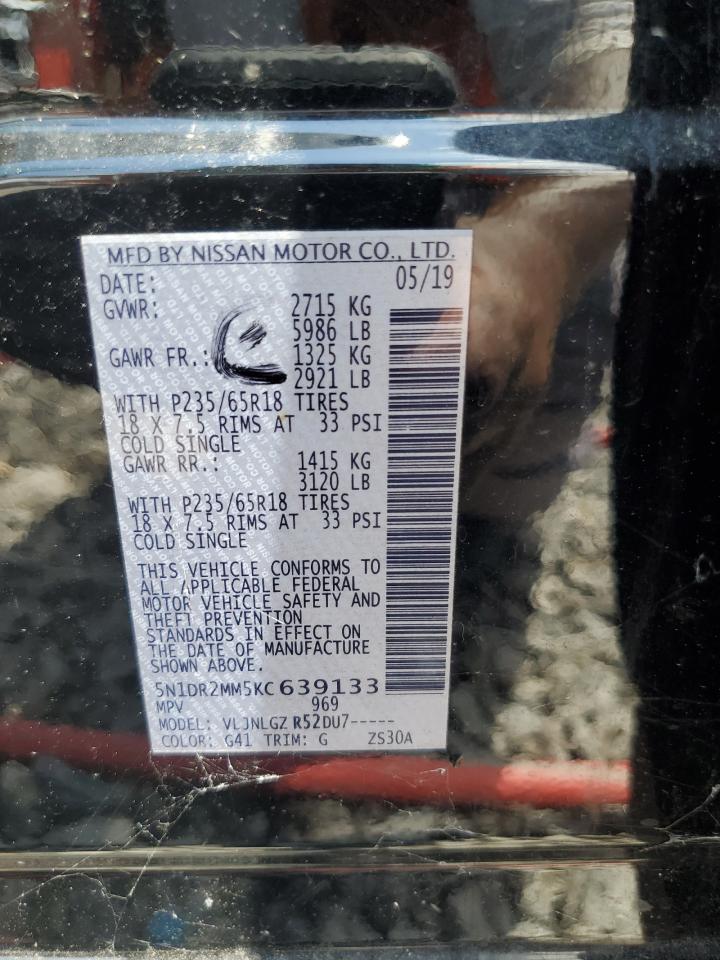 2019 Nissan Pathfinder S VIN: 5N1DR2MM5KC639133 Lot: 61813655