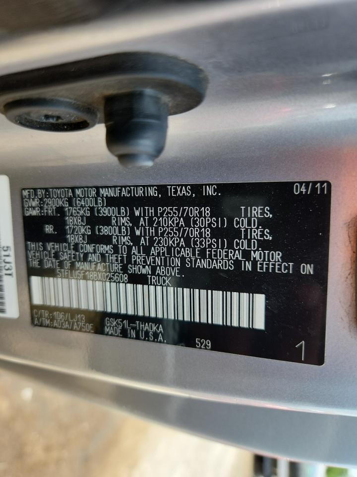 2011 Toyota Tundra VIN: 5TFLU5F18BX025608 Lot: 63189945