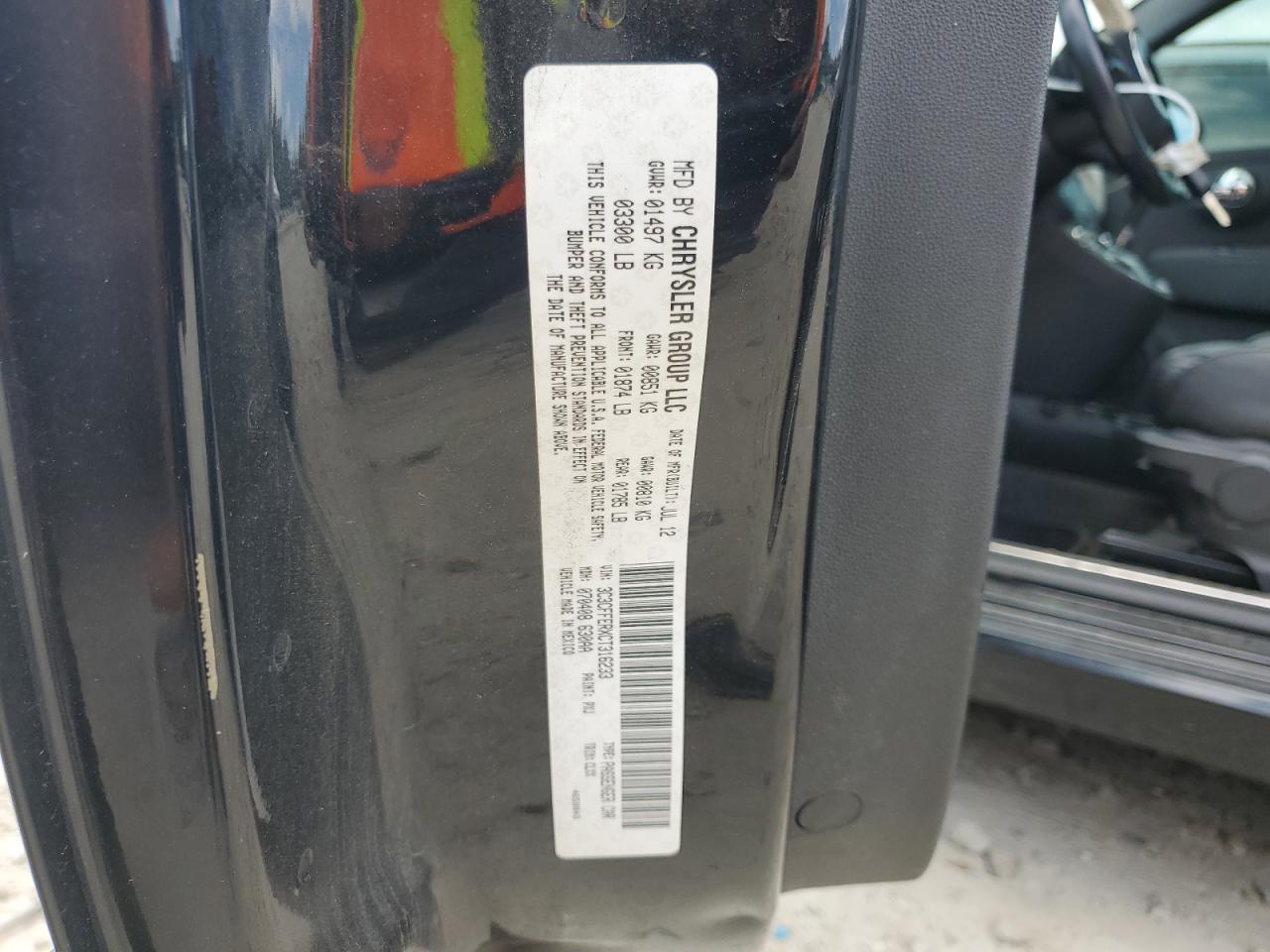 2012 Fiat 500 Lounge VIN: 3C3CFFERXCT316233 Lot: 62647755