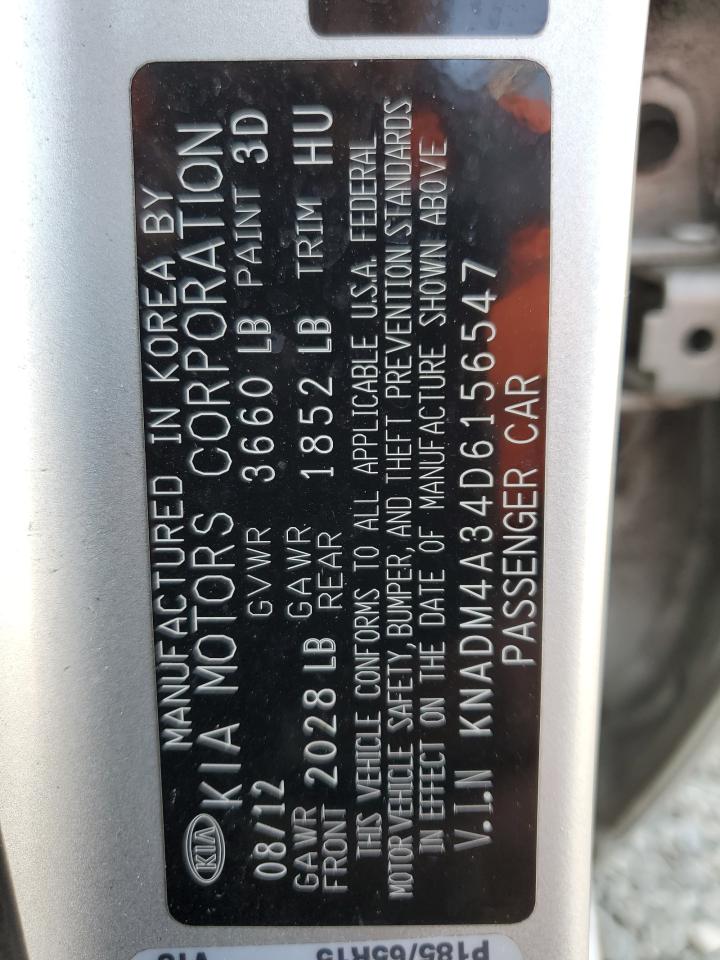 2013 Kia Rio Lx VIN: KNADM4A34D6156547 Lot: 64565905