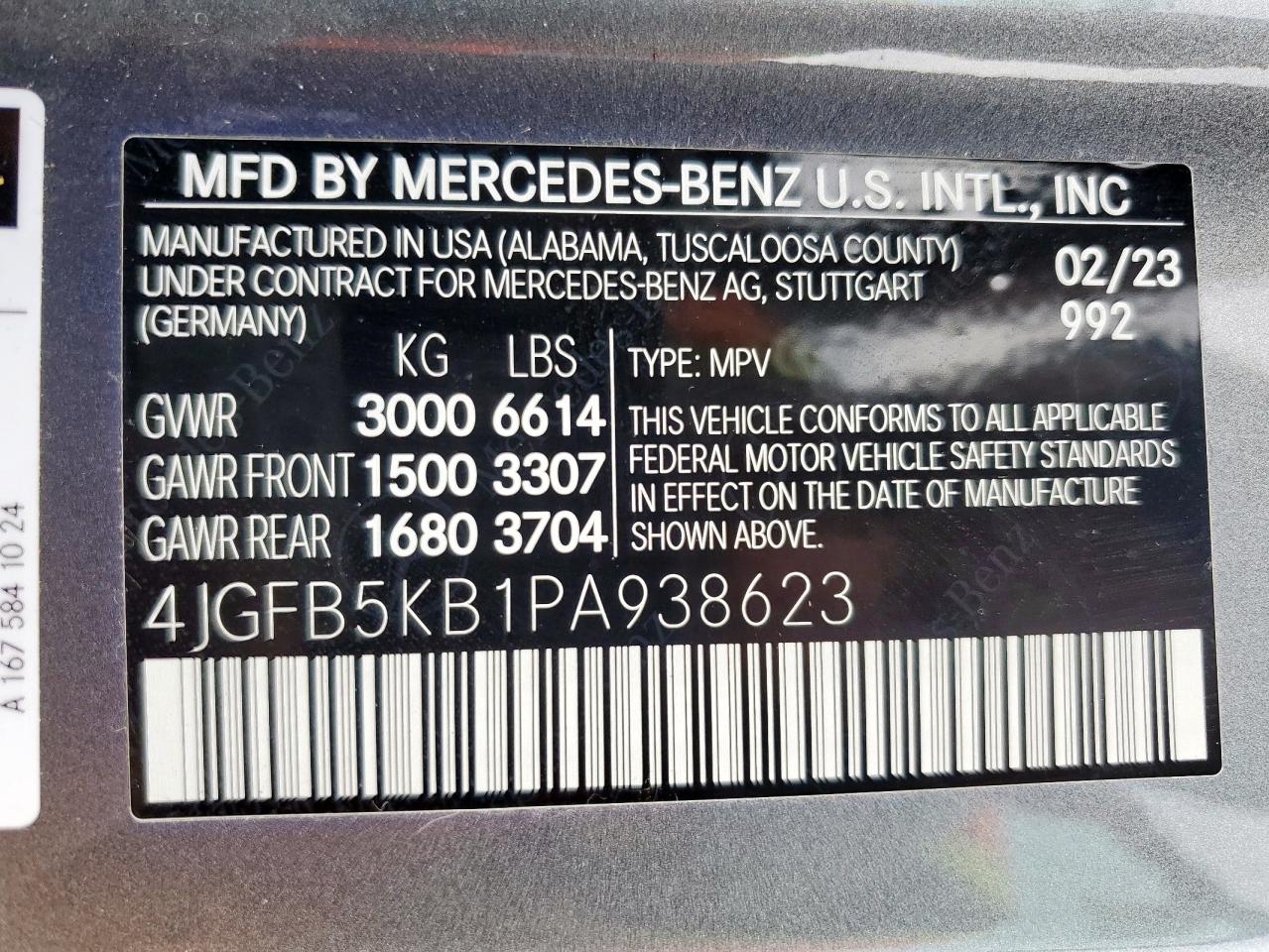 2023 Mercedes-Benz Gle 450 4Matic VIN: 4JGFB5KB1PA938623 Lot: 62482115